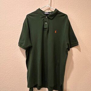 Polo Ralph Lauren Men's Green with Orange Pony Logo Polo Size XL Preppy